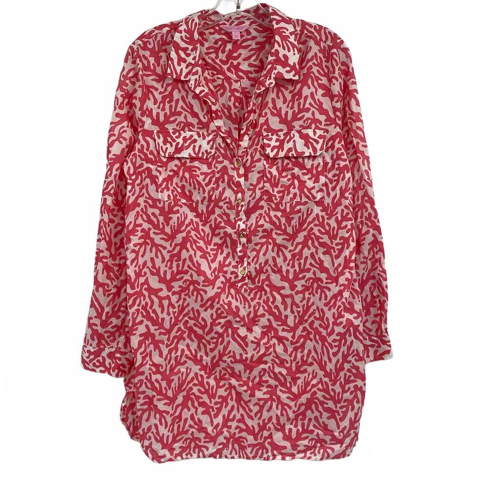 Lilly Pulitzer Pink White Coral Print Tunic | Women’s Size L